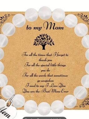 'To My Mom' Charm Bracelet Frosted white